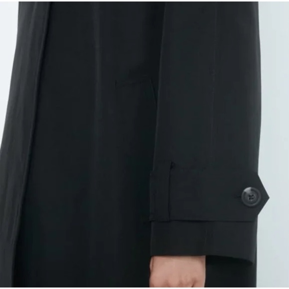 Zara ZW COLLECTION OVERSIZED WATER REPELLENT TRENCH COAT. Black. Size XS. NWT. - Picture 7 of 15
